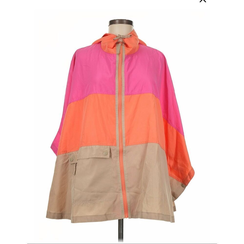 Rare and Vintage Bagatelle Pink and Orange Color Block Poncho